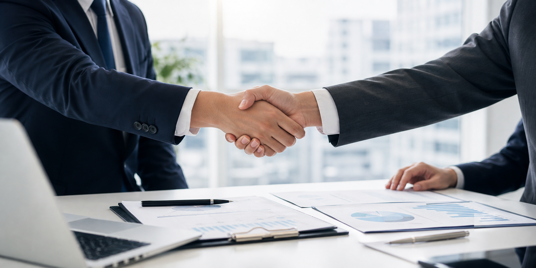 パートナー企業との連携をイメージした握手